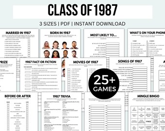 40th Reunion Games Printable Class of 1987 Games Graduated In 1987 Games 40th Class Reunion Class Reunion Ideas Reunion Party Games 40 Years