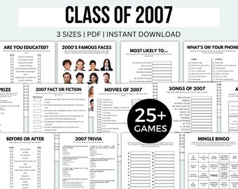 20th Reunion Games Printable Class of 2007 Games Graduated In 2007 Games 20th Class Reunion Class Reunion Ideas Reunion Party Games 20 Years