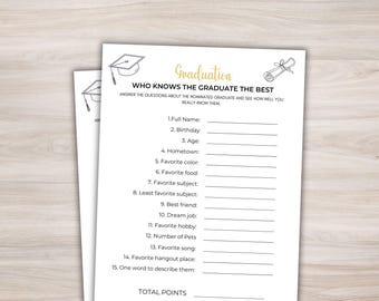 Wer kennt die graduierten besten Abschluss Spiel Abschlussfeier Party Spiel Druckbare Abschlussfeier Spiele Abschlussfeier Abendessen Spiel Abschluss-Trivia
