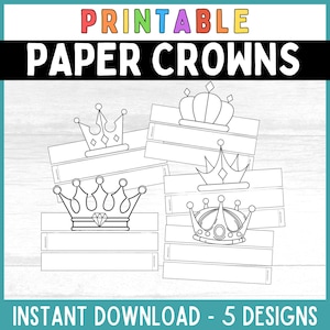 Princess Paper Crown Printable Prince Crown Printable Crown Headband Party Crown Coloring Activity Printable Birthday Party Craft For Kids