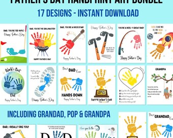 Vatertag Handabdruck Handwerk Bundle druckbare Vatertag Handabdruck Kunst Vatertag Andenken für Papa Fußabdruck Kunst Aktivität für Kinder