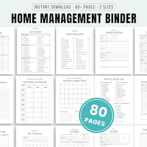 Household Binder Printable Home Management Planner Home Management Binder Life Planner Household Planner Family Planner Cleaning Checklist