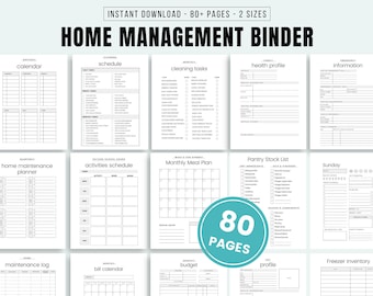 Household Binder Printable Home Management Planner Home Management Binder Life Planner Household Planner Family Planner Cleaning Checklist