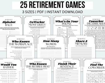 Retirement Party Games Printable Retiring Game Bundle Office Party Games Retirement Games Retirement Party Ideas Retiree Party Coworker Game