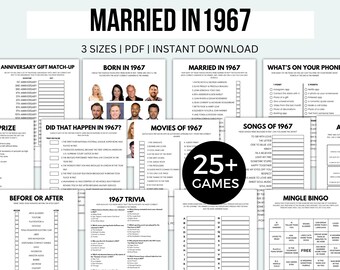 60th Anniversary Games Bundle Printable Anniversary Games Married In 1967 Games 60th Wedding Anniversary Games 60th Anniversary Party Game