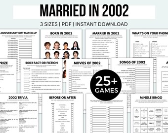 25th Anniversary Games Bundle Printable Anniversary Games Married In 2002 Games 25th Wedding Anniversary Games 25th Anniversary Party Game