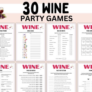 Weinspiele Druckbare Weinparty-Spiele Weinprobe-Spiele Weinprobe-Party Weinparty Weingut-Spiele Weinspielnacht Wein-Themen-Party-Spiele