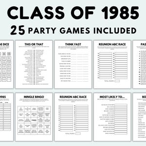 40th Reunion Games Printable Class of 1985 Games Graduated In 1985 Games 40th Class Reunion Class Reunion Ideas Reunion Party Games 40 Years