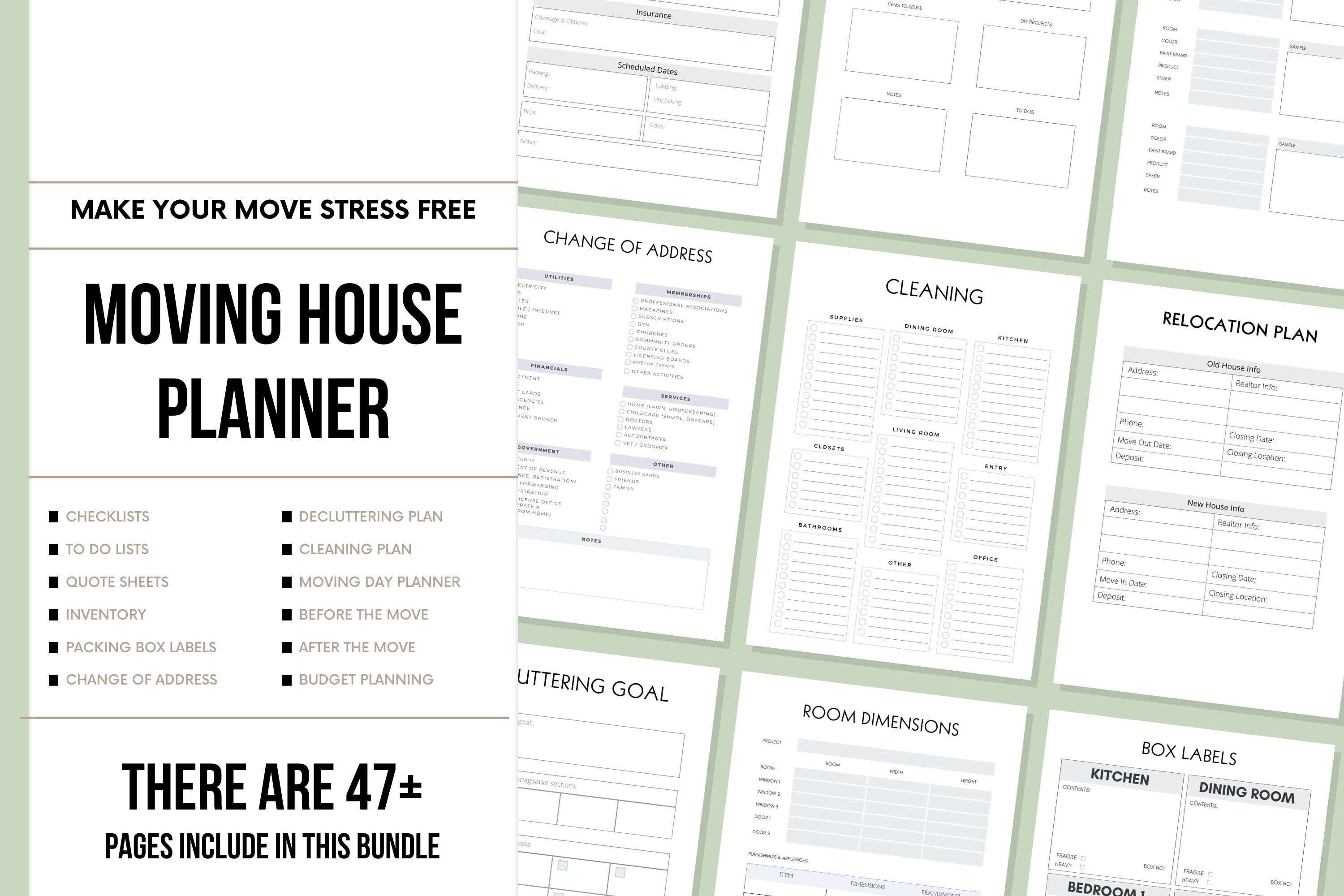Printable Moving Planner Kit | Moving Checklist | Moving Binder Kit ...