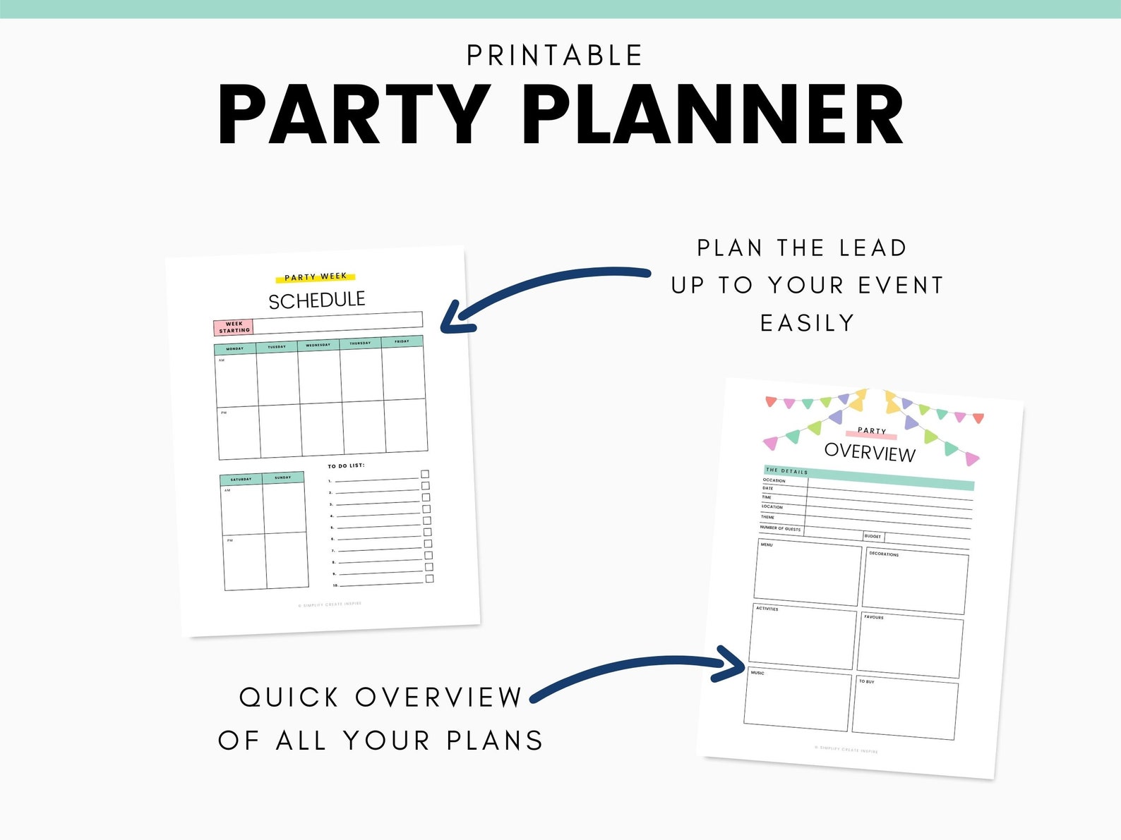 Party Planner Printable Event Planner Birthday Planner Party Checklist ...