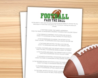 Football Pass the Prize Game Football Game Printable Football Party Game Football Games Football Pass The Gift Football Birthday NFL Game
