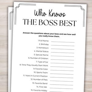 Who Knows The Boss Best Office Party Game Printable Team Building Games Office Games Staff Meeting Games Ice Breaker Games Work Party Games