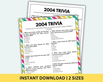2004 Trivia Game Printable Birthday Games Born In 2004 Game Birthday Games Anniversary Games 2004 Trivia Questions Graduated 2004 Quiz