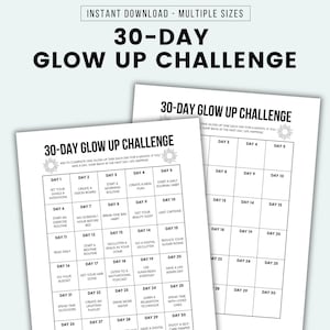 30 Day Glow Up Challenge Printable Glow Up Challenge Tracker Improve Your LIfe Daily Challenge Self Esteem Life Admin Challenge Planner