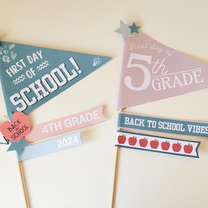 First Day Of School Flags Printable First Day Of School Pennants 1st Day Of School Sign Back To School Sign Kindergarten Preschool Flags