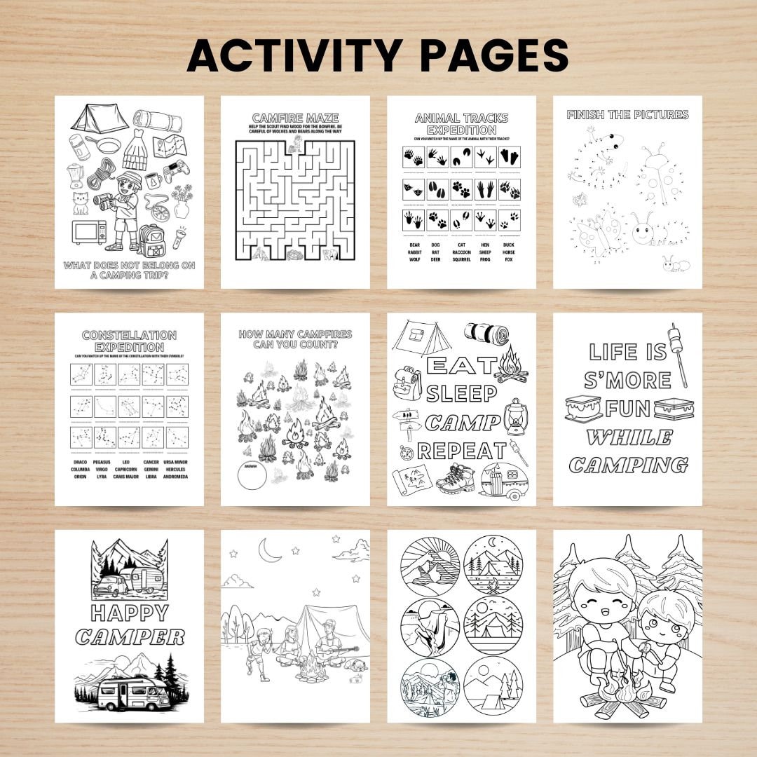 Camping Activity Bundle Printable Camping Kids Activities Camping ...