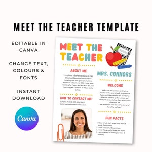 Editable Teacher Introduction Letter, Meet The Teacher Template, Meet Your Teacher Canva Template, Back To School Parent Introduction