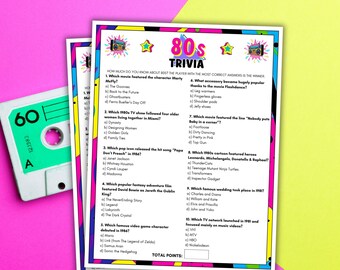 1980s Trivia Game 80s Party Games 80s Birthday Party Printable Party Games 80s Party Games 1980s Birthday Party Games 1980s Quiz Game