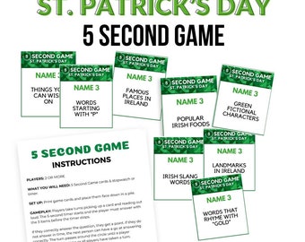 Jeu de 5 secondes pour la Saint-Patrick imprimable Jeu de 5 secondes pour la Saint-Patrick Jeu de fête de la Saint-Patrick Jeu de réponses rapides pour la Saint-Patrick