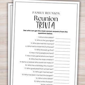 Family Reunion Trivia Printable Family Reunion Game Family Reunion Games Family Reunion Activities Group Party Games Reunion Family Games