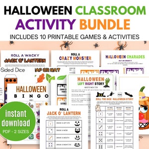 Halloween Classroom Activities, Halloween Game Bundle, Halloween Classroom Games, Printable Halloween Party Games For Kids