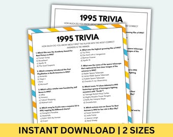 1995 Trivia Game Printable 30th Birthday Games Born In 1995 Game Birthday Games 30th Birthday Game 1995 Trivia Questions & Answers 1995 Quiz
