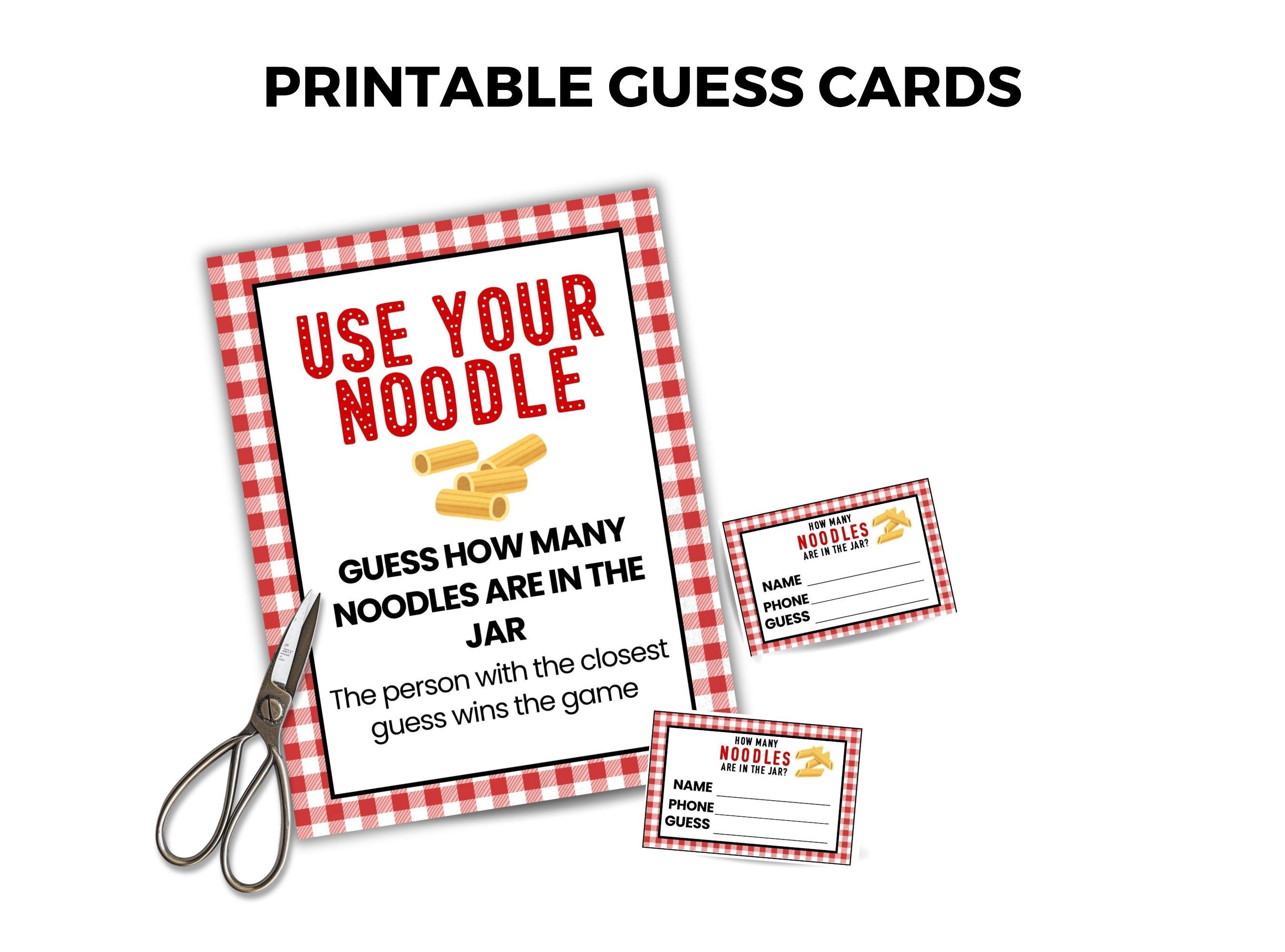 Use Your Noodle Guessing Game Pasta Guessing Game Printable Party Game ...