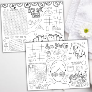 Spa Party Activity Placemat Printable Spa Party Coloring Placemat Pamper Party Activities Spa Birthday Party Activity Mat For Kids Spa Day