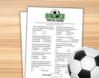Soccer Trivia Printable Soccer Party Game Soccer Game Soccer Quiz Soccer Watch Party Soccer Theme Games  World Cup Game Soccer Birthday