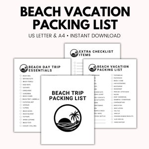 Beach Packing List Printable Beach Vacation Packing List Beach Day Trip Checklist Beach Checklist Beach Vacation List