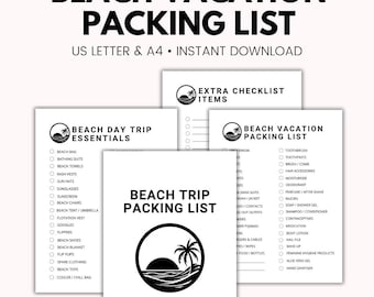 Packliste für den Strand zum Ausdrucken Packliste für den Strandurlaub Checkliste für den Strandtagesausflug Checkliste für den Strand Strandurlaubsliste