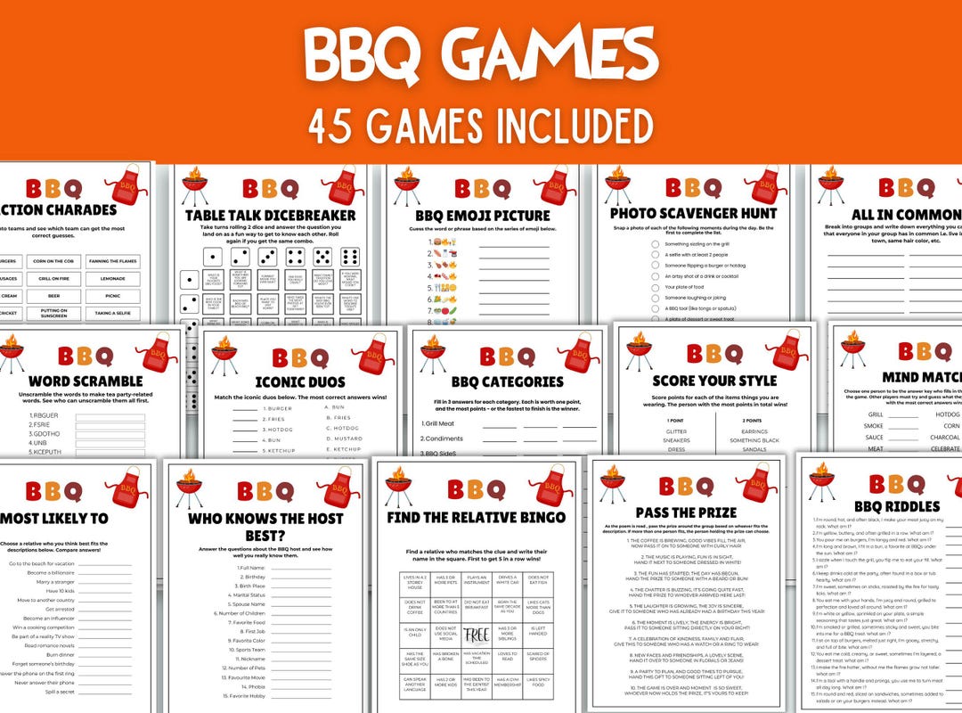 BBQ Games Printable BBQ Party Games Barbecue Party Games Summer Games ...