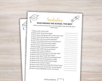 Wer kennt die beste Schule Abschluss Spiel Abschluss Party Spiel Druckbare Abschluss Party Spiele Abschluss Abendessen Spiel Abschluss Trivia