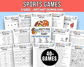 Paquete de juegos deportivos imprimibles Juegos para fiestas deportivas Juegos de deportes Trivia deportiva Juego de deportes Juegos temáticos deportivos Juegos para fomentar el trabajo en equipo en niños