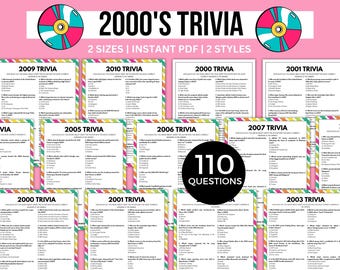 2000s Trivia Games 2000s Party Games 00s Birthday Party Printable Party Games 00s Party Games Bundle 00th Birthday Party Games Nostalgia