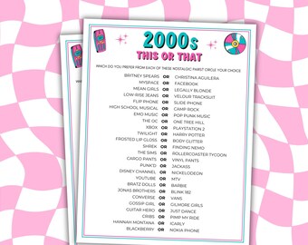 2000s This Or That Game 2000s Party Games 00s Party Printable Party Games 00s Party Games 2000s Birthday Party Games Would You Rather Game