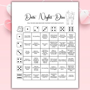 Date Night Dice Game Printable Date Night Ideas Couples Dice Game Date Night Decider Date Ideas For Couples Anniversary Gift Valentines Day