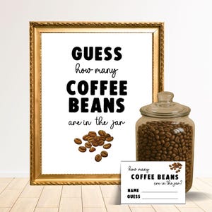Guess How Many Coffee Beans in the Jar Coffee Guessing Game Baby Shower Game Guess How Many Sign Coffee Tasting Party Bridal Shower Game