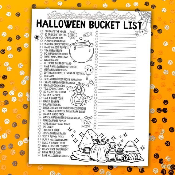 Halloween Bucket List Printable Halloween Activities For Kids Family Bucket List For Halloween To Do List October Bucket List Ideas