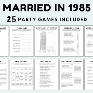 40th Anniversary Games Bundle Printable Anniversary Games Married In 1985 Games 40th Wedding Anniversary Games 40th Anniversary Party Game