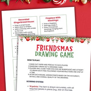 Friendsmas Drawing Game Printable Christmas Game Christmas Drawing Game Friendsmas Party Games  For Adults Christmas Office Party Games