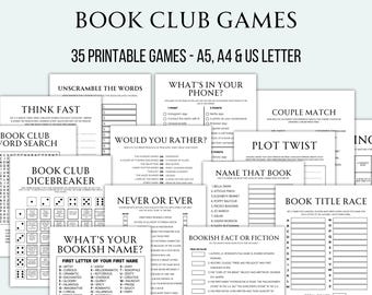 Book Club Games Printable Book Club Icebreakers Book Club Activity Book Club Discussion Book Club Meeting Reading Group Games Book Party