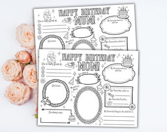 Happy Birthday Mom Coloring Page Mom Activity Placemat Printable Keepsake For Mom Happy Birthday Mom Card All About Mom All About My Mum