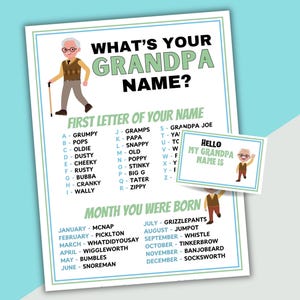 What&#39;s Your Grandpa Name Party Game Printable Grandparents Day Game Grandpa Name Generator Mothers Day Activity 100 Days Of School Activity