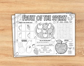 Fruit of the Spirit Activity Placemat Sunday School Activity Bible Lesson Craft Religion Activities Sunday School Ideas Christian Activity