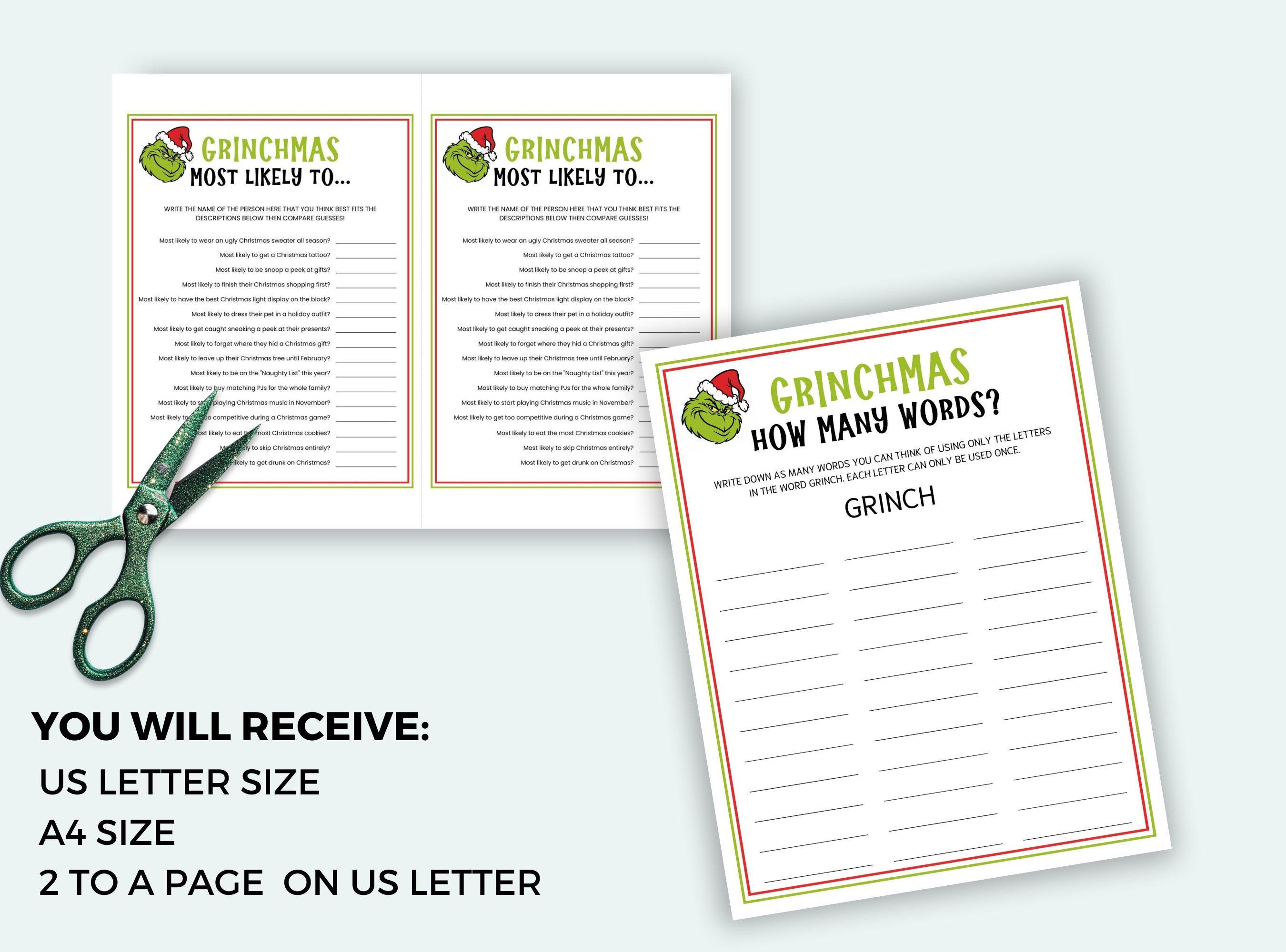 Grinchmas Game Bundle Printable Grinch Games Christmas Games Friendsmas ...