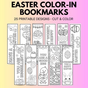 Segnalibri di Pasqua da colorare Segnalibri di Pasqua stampabili per bambini Attività pasquali Segnalibri da colorare stampabili per bambini
