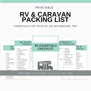 Printable RV Packing List RV Checklist Campervan Packing List Printable Caravan Packing List For Motorhome Checklist