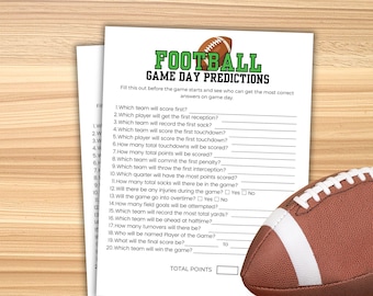 Football Game Day Predictions Printable Football Party Game Football Games Football Birthday NFL Game Super Bowl Game Football Watch Party