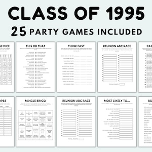 30th Reunion Games Printable Class of 1995 Games Graduated In 1995 Games 30th Class Reunion Class Reunion Ideas Reunion Party Games 30 Years
